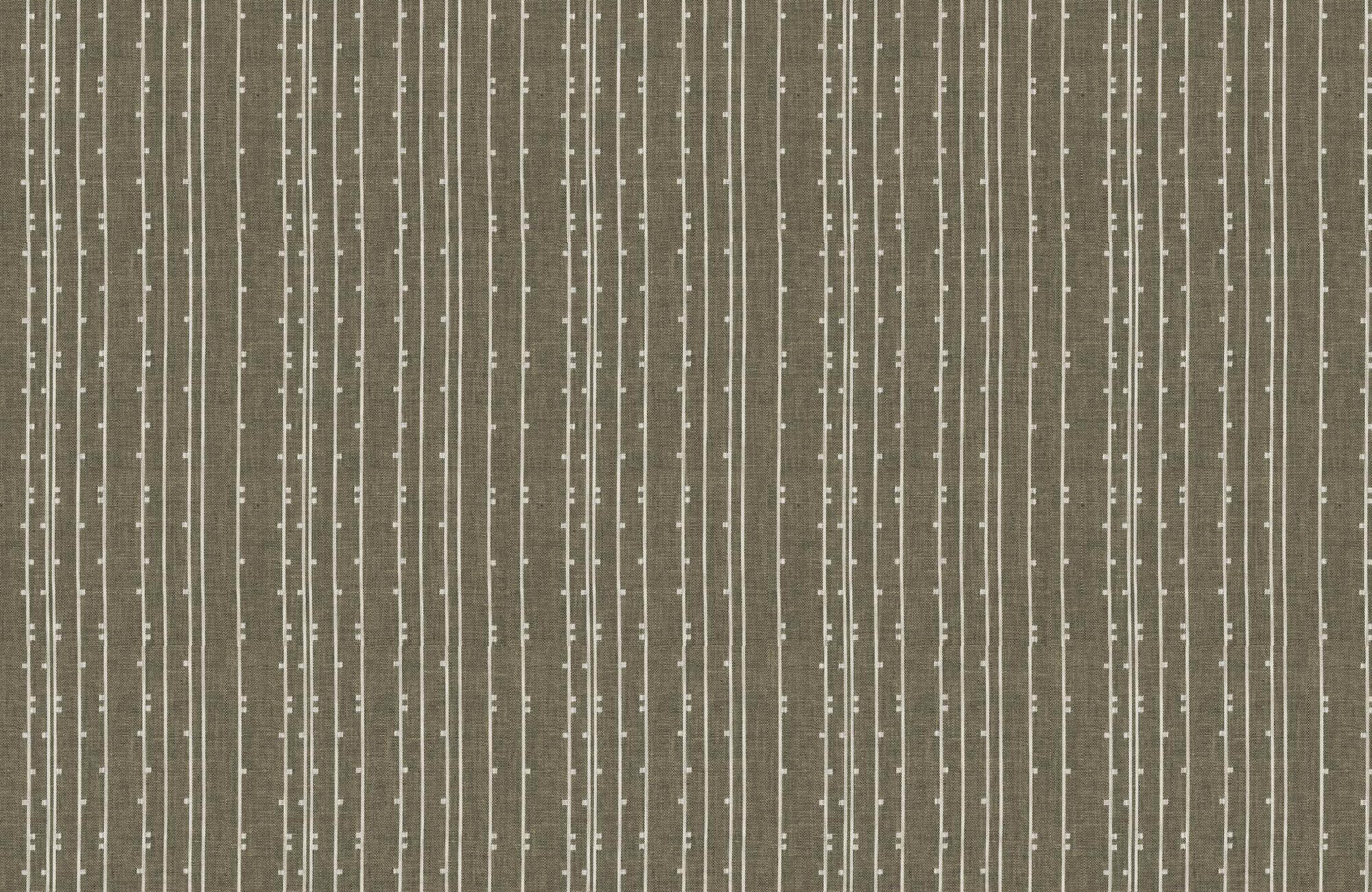 Seamless vertical stripe wallpaper pattern featuring thin ivory linear accents over a textured taupe background.