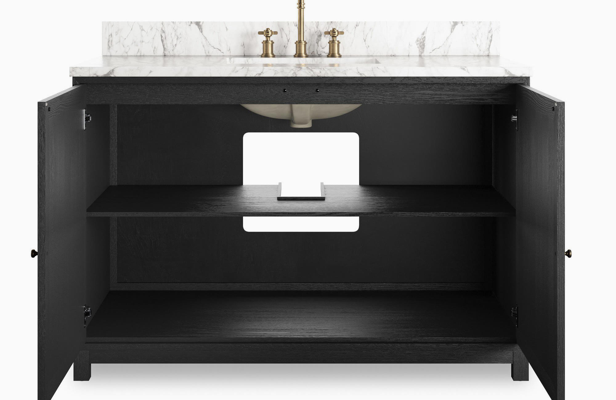null Geometric metal chandelier delivers focused ambient lighting above a modern dining table, paired with wood cabinetry and textured wall tile.