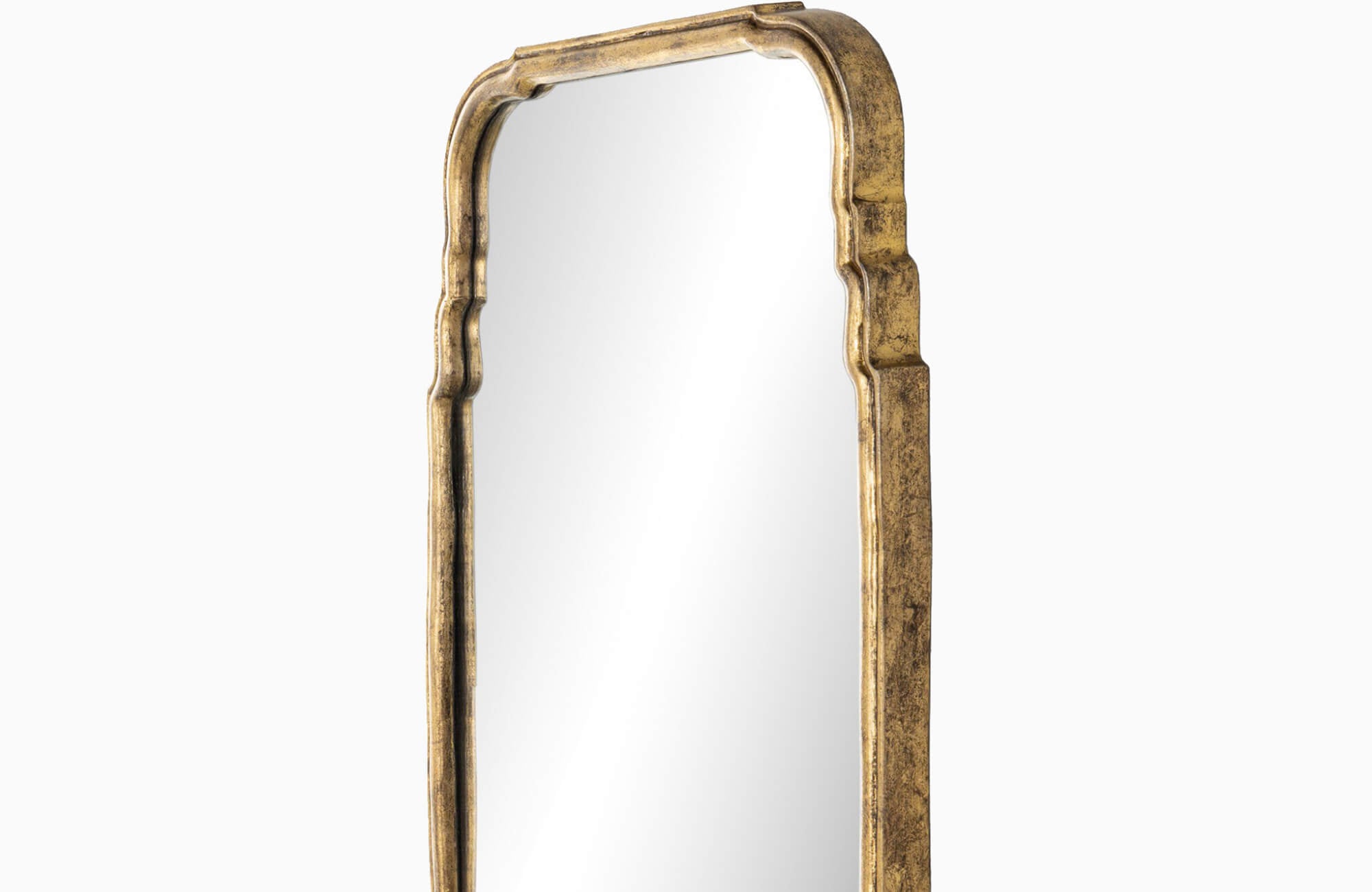 Vintage bathroom mirror with an ornate antique gold frame, bringing a touch of timeless elegance and classical sophistication to the space.