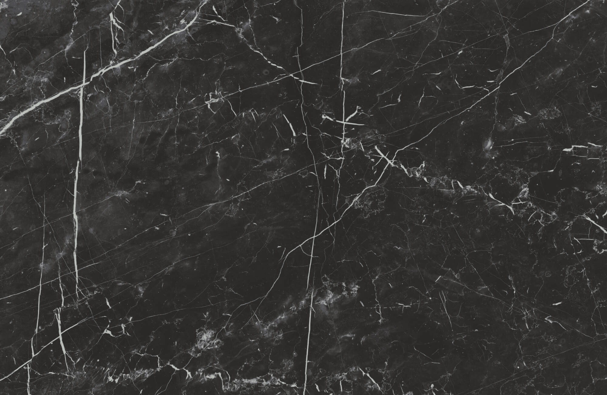 null Close-up of black marble slab with fine white veining and smoky gray mineral texture across the surface.