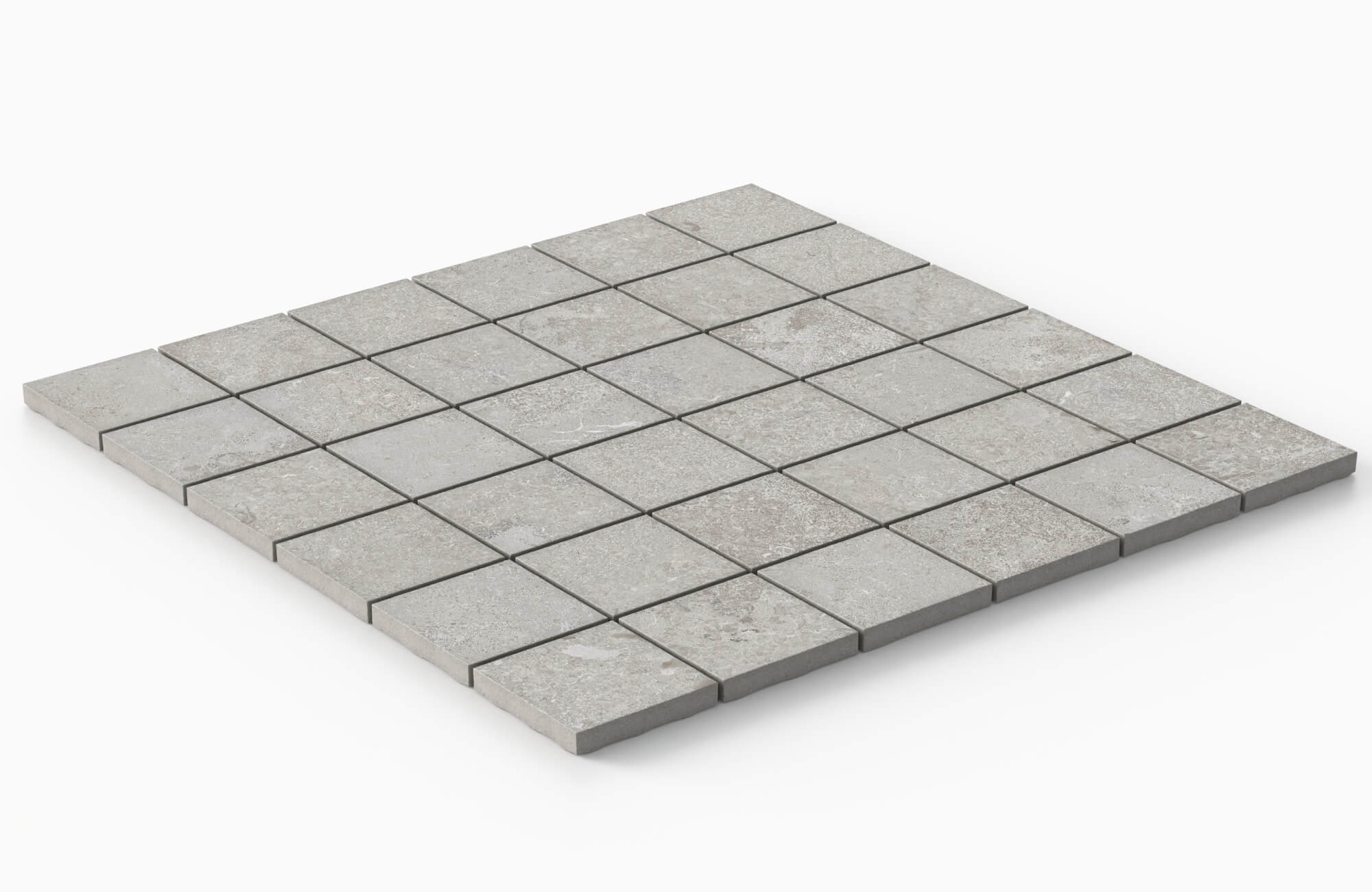 null Gray square mosaic floor tiles with a subtle textured finish, offering a modern and versatile look for contemporary spaces.