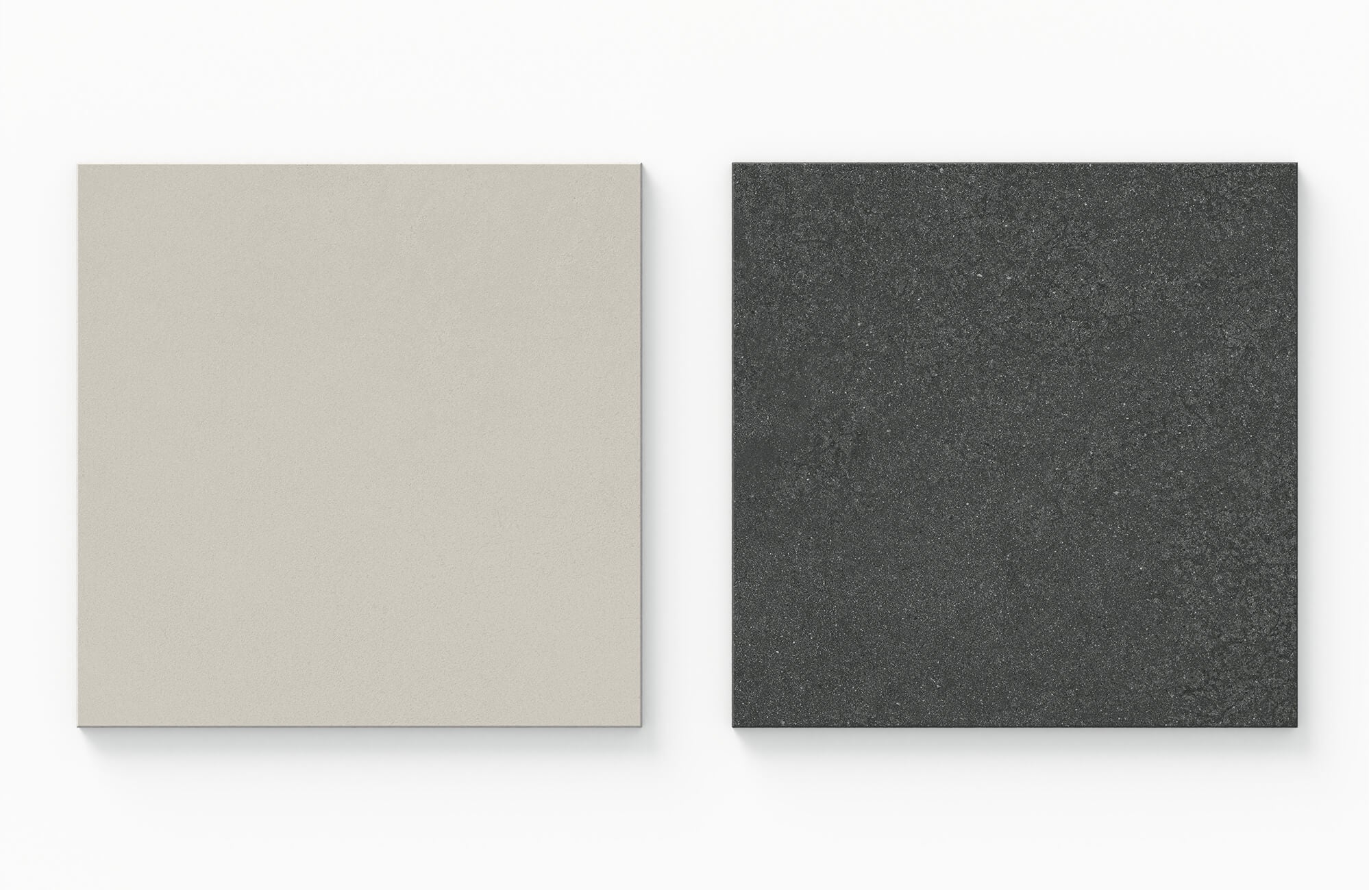 null Side-by-side square tiles in matte ivory and textured charcoal, ideal for classic checkerboard designs.
