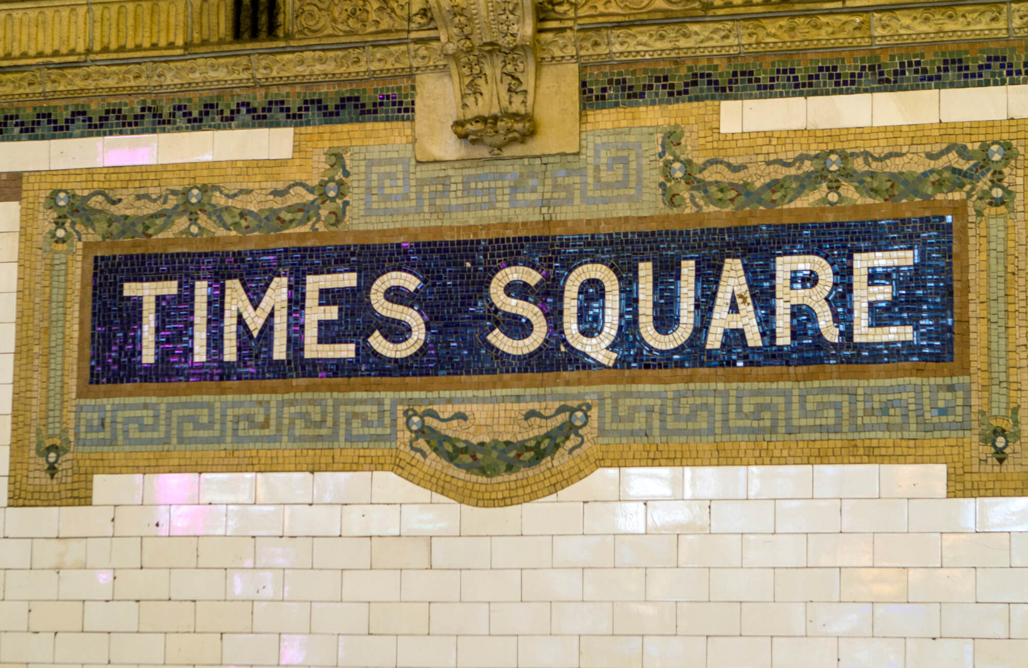 null Vintage mosaic tile sign reading
