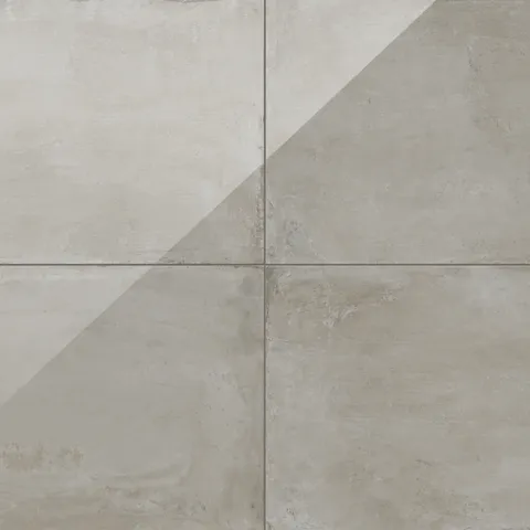24x24 porcelain tile showcasing neutral gray hues with brown undertones and a sleek polished finish, perfect for modern interiors