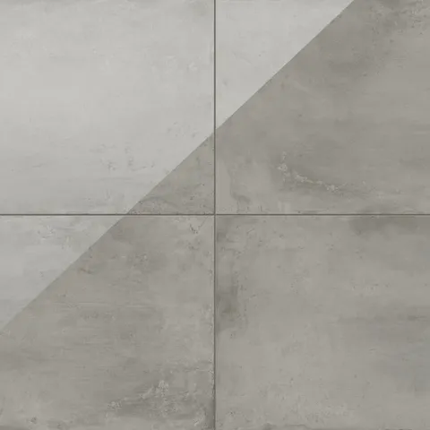 24x24 polished porcelain tile showcasing soft gray hues with slight brown undertones for modern spaces