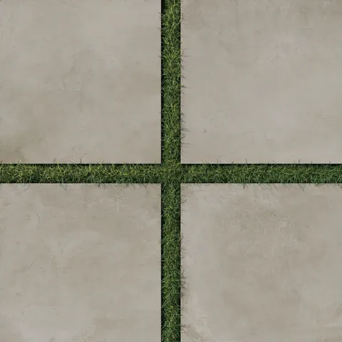Large-format 24x24 porcelain pavers in taupe hues, combining minimalist elegance with durability, perfect for outdoor landscaping