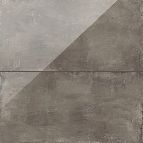 Polished dark gray tile featuring rich brown undertones and a concrete look, perfect for modern industrial spaces