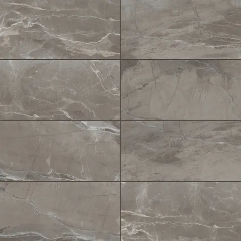 Brown matte tiles with soft white veining, blending natural stone aesthetics with modern style.