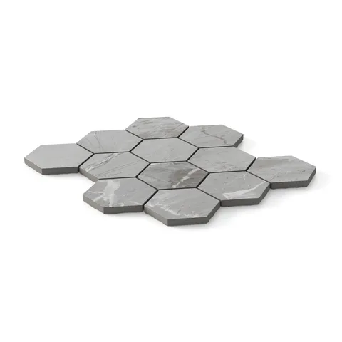 Declan 3 x 3 Matte Porcelain Hexagon Mosaic Tile in Grey