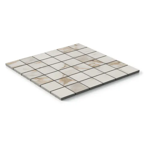 Giada 2 x 2 Matte Porcelain Mosaic Tile in Calacatta Gold