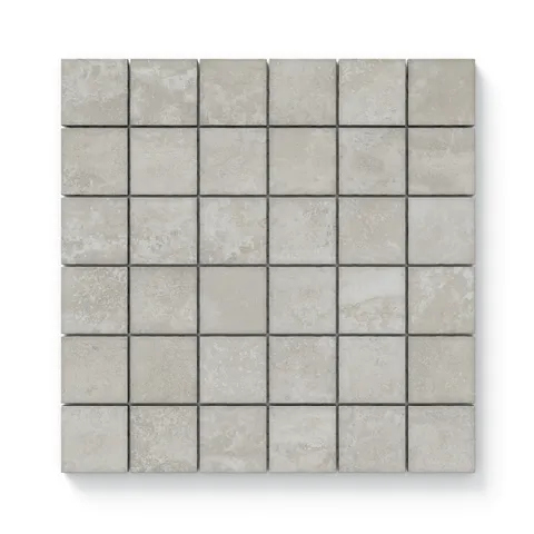 Stone look 2x2 matte mosaic tiles in soft taupe tones, perfect for adding a modern yet natural aesthetic to any space