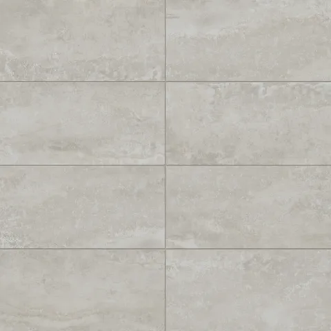 Soft taupe industrial-style 12x24 matte porcelain tiles with subtle stone textures, perfect for contemporary or minimalist spaces