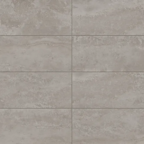 Neutral taupe 12x24 matte porcelain tiles featuring a soft stone texture with warm, earthy undertones