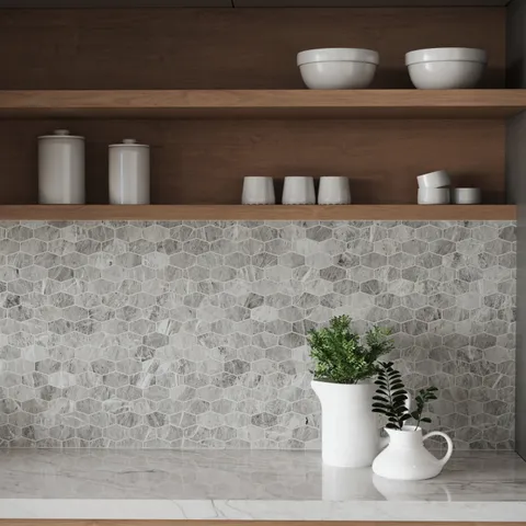 Chantel 12 x 11 Polished Porcelain Hexagon Mosaic Tile in Imperial