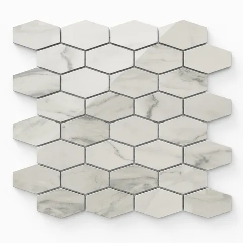 Chantel 12 x 11 Polished Porcelain Hexagon Mosaic Tile in Apuano