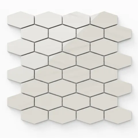Chantel 12 x 11 Polished Porcelain Hexagon Mosaic Tile in Dolomite