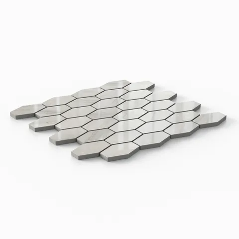 Chantel 12 x 11 Polished Porcelain Hexagon Mosaic Tile in Alaska Grey