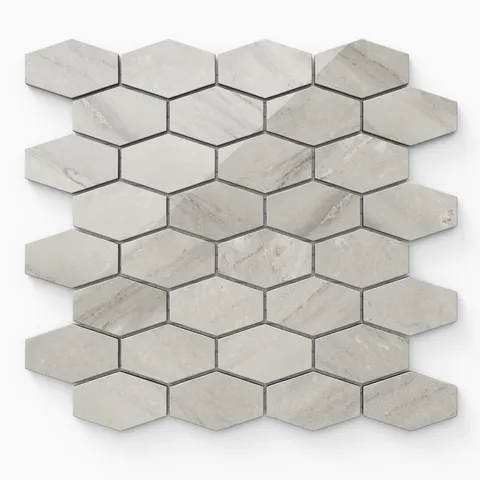 Chantel 12 x 11 Polished Porcelain Hexagon Mosaic Tile in Alaska Grey