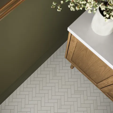 Chantel 12 x 15 Matte Porcelain Herringbone Mosaic Tile in Dolomite