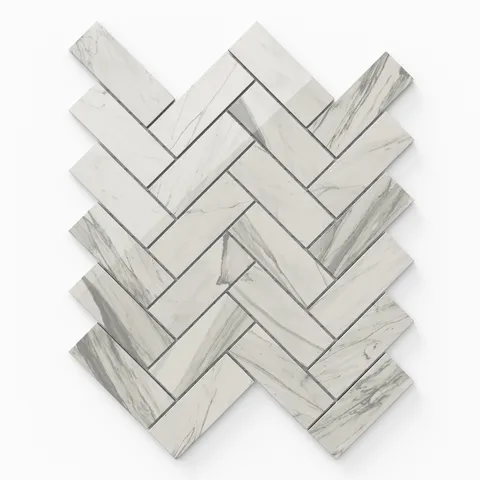 Chantel 12 x 15 Polished Porcelain Herringbone Mosaic Tile in Apuano