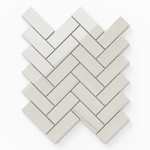 Chantel 12 x 15 Polished Porcelain Herringbone Mosaic Tile in Dolomite