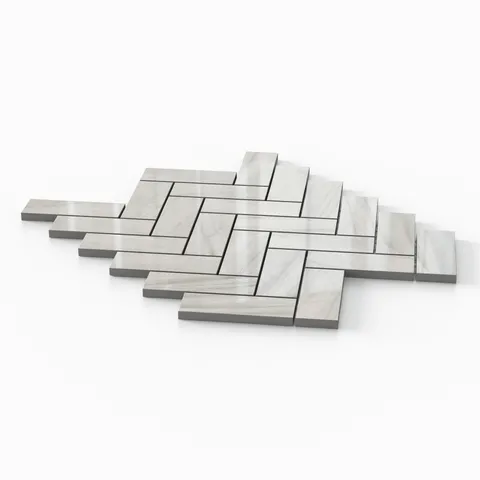 Chantel 12 x 15 Polished Porcelain Herringbone Mosaic Tile in Alaska Grey