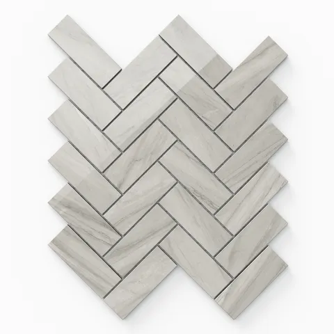 Chantel 12 x 15 Polished Porcelain Herringbone Mosaic Tile in Alaska Grey