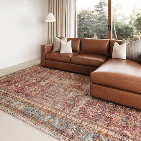 Hutchinson 7'6" x 9'6" Rug in Burgundy / Denim