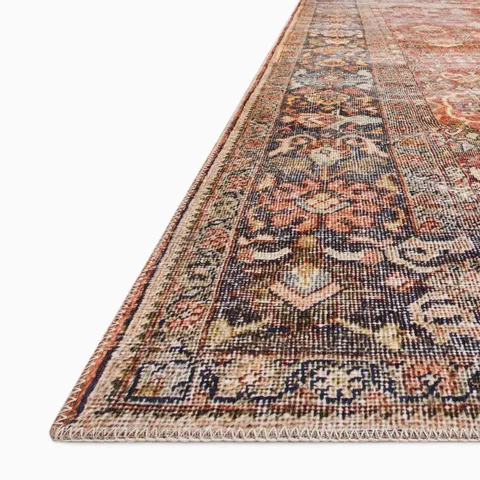 Hutchinson 2'6" x 7'6" Rug in Brick / Navy