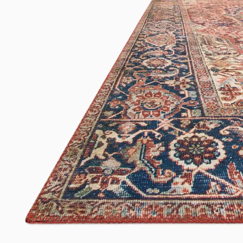 Hutchinson 2'0" x 5'0" Rug in Terracotta / Denim