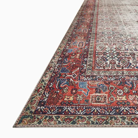 Hutchinson 2'0" x 5'0" Rug in Fog / Crimson