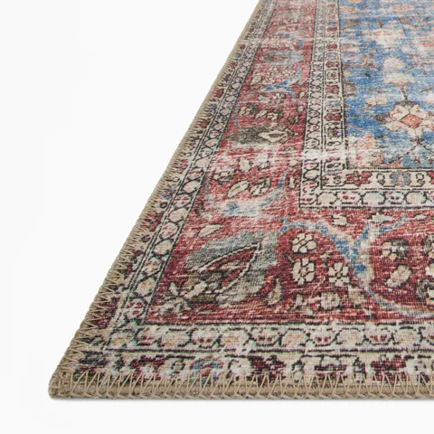 Pascal 5'0" x 7'6" Rug in Denim / Burgundy