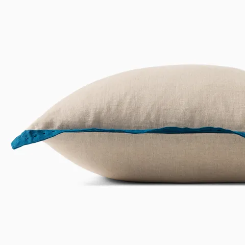 Brielle 18" x 18" Polyester Pillow in Natural / Blue