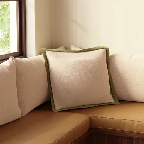 Brielle 18'' x 18'' Pillow Cover in Natural / Green