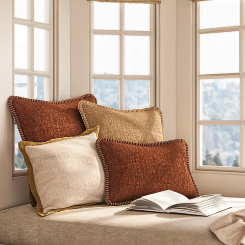 Brielle 18'' x 18'' Down Pillow in Natural / Mustard
