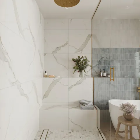 Aniston 24 x 48 Matte Porcelain Tile in Calacatta Top