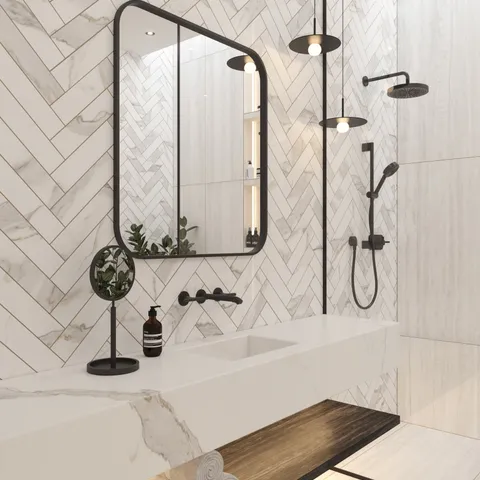 Aniston 3 x 12 Polished Porcelain Tile in Calacatta Top