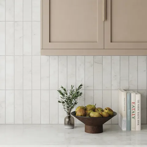 Aniston 3 x 12 Polished Porcelain Tile in Carrara Bianco