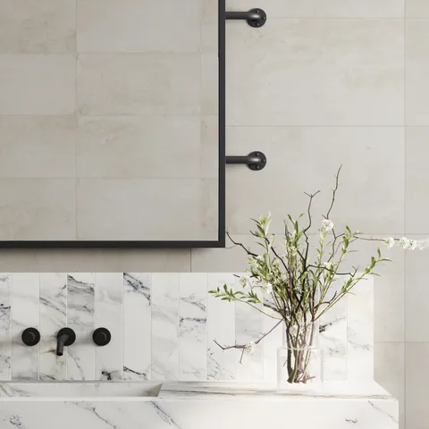 Aniston 3 x 12 Polished Porcelain Tile in Calacatta Antico