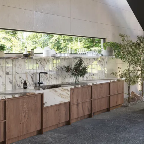 Aniston 3 x 12 Polished Porcelain Tile in Calacatta Viola