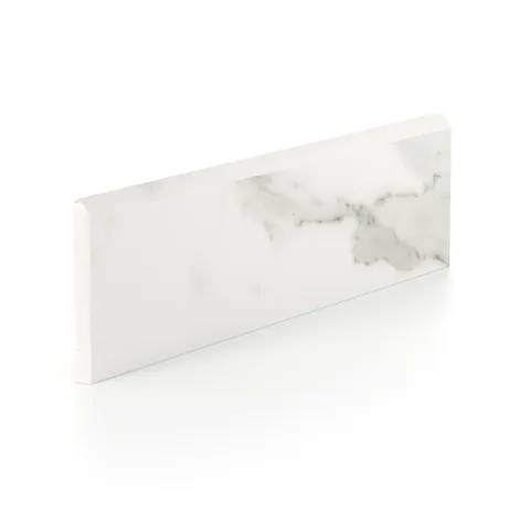Aniston 3 x 12 Matte Porcelain Bullnose Tile in Calacatta Top