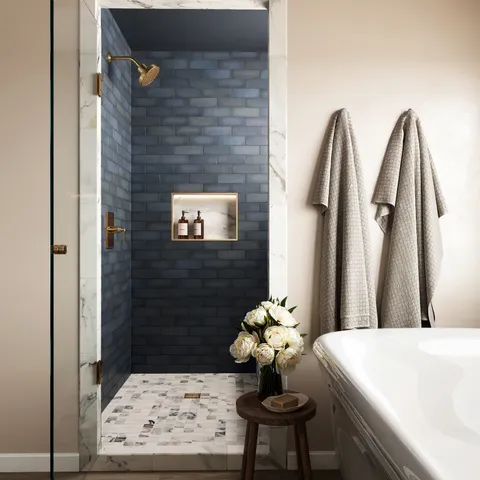 Aniston 3 x 12 Matte Porcelain Bullnose Tile in Calacatta Antico