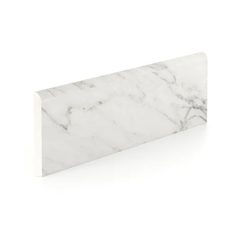 Aniston 3 x 12 Matte Porcelain Bullnose Tile in Calacatta Quartzite