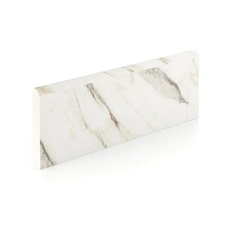 Aniston 3 x 12 Matte Porcelain Bullnose Tile in Calacatta Viola