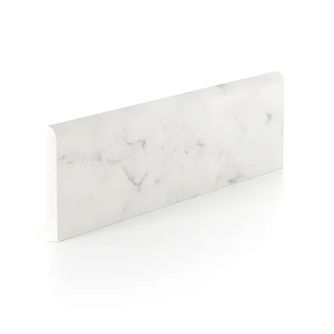 Aniston 3 x 12 Polished Porcelain Bullnose Tile in Carrara Bianco