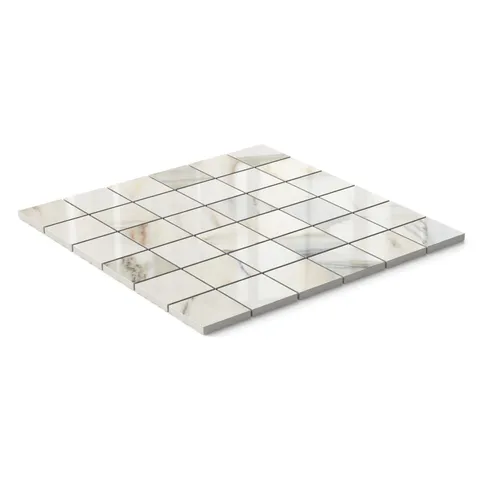 Aniston 2 x 2 Polished Porcelain Mosaic Tile in Calacatta Cremo