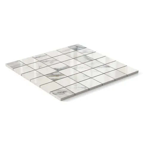 Aniston 2 x 2 Polished Porcelain Mosaic Tile in Calacatta Antico