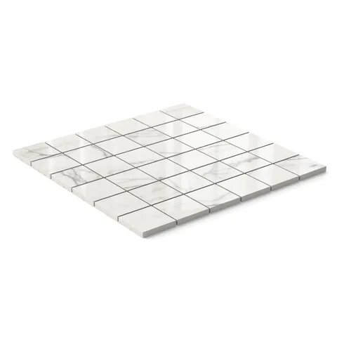 Aniston 2 x 2 Polished Porcelain Mosaic Tile in Calacatta Quartzite