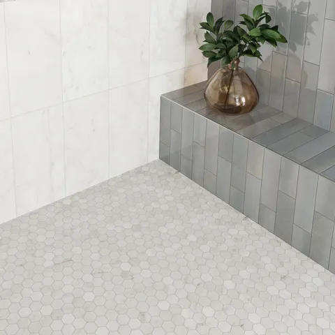 Aniston 2 x 2 Matte Porcelain Hexagon Mosaic Tile in Carrara Bianco