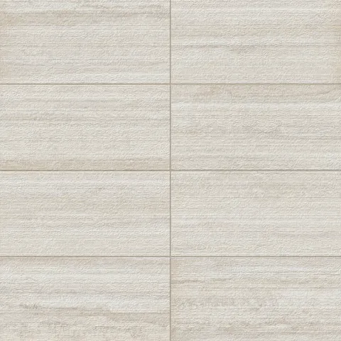 Textured 12x24 porcelain tiles in a soft beige hue, featuring a chiseled surface and matte finish, ideal for adding subtle warmth to modern interiors.